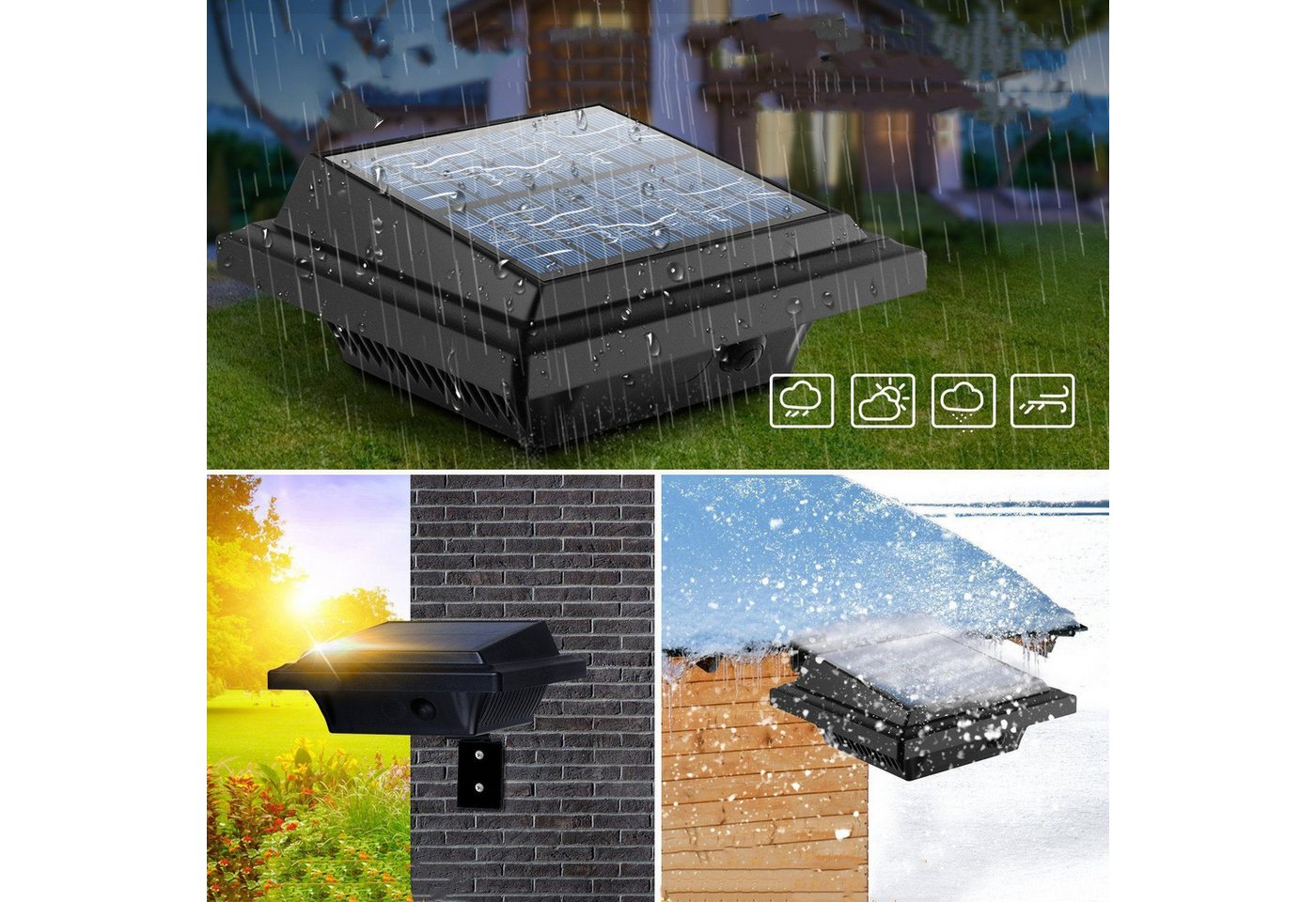 KingLux LED Dachrinnenleuchte 40LEDs Solar dachrinnenleuchten für außen mit Lichtsensor, Lichtsensor, LED fest integriert, Kaltweiss, Warmweiss – Bild 5 von 5
