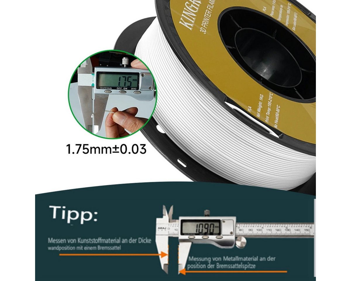 KINGROON Filament 3D-Drucker Filament PLA 1,75mm 10kg Mixfarben, 1kg/Rolle, Blasenfrei, Hitzbeständig 3D-Druckmaterialien – Bild 3 von 5
