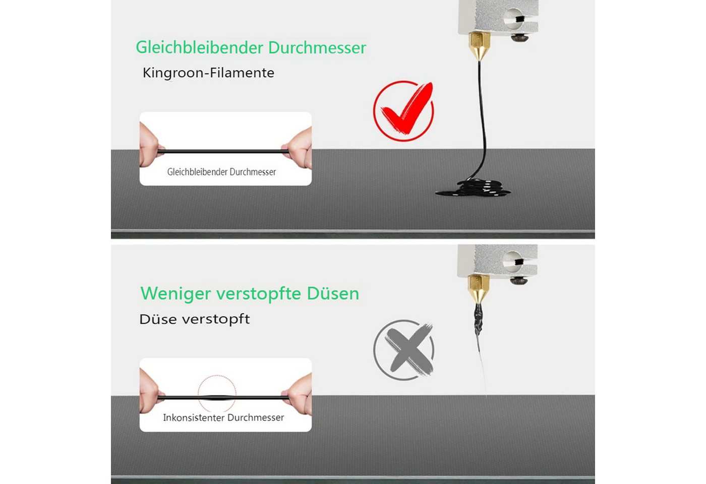 KINGROON Filament 3D-Drucker Filament PLA 1,75mm 10kg Mixfarben, 1kg/Rolle, Blasenfrei, Hitzbeständig 3D-Druckmaterialien – Bild 5 von 5