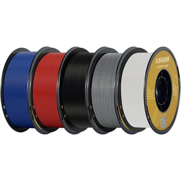KINGROON Filament 3D-Drucker PETG Filament 1,75mm, 5kg, 5 Farben 3D-Druckmaterialien Hohe Festigkeit, Einfach zu Drucken