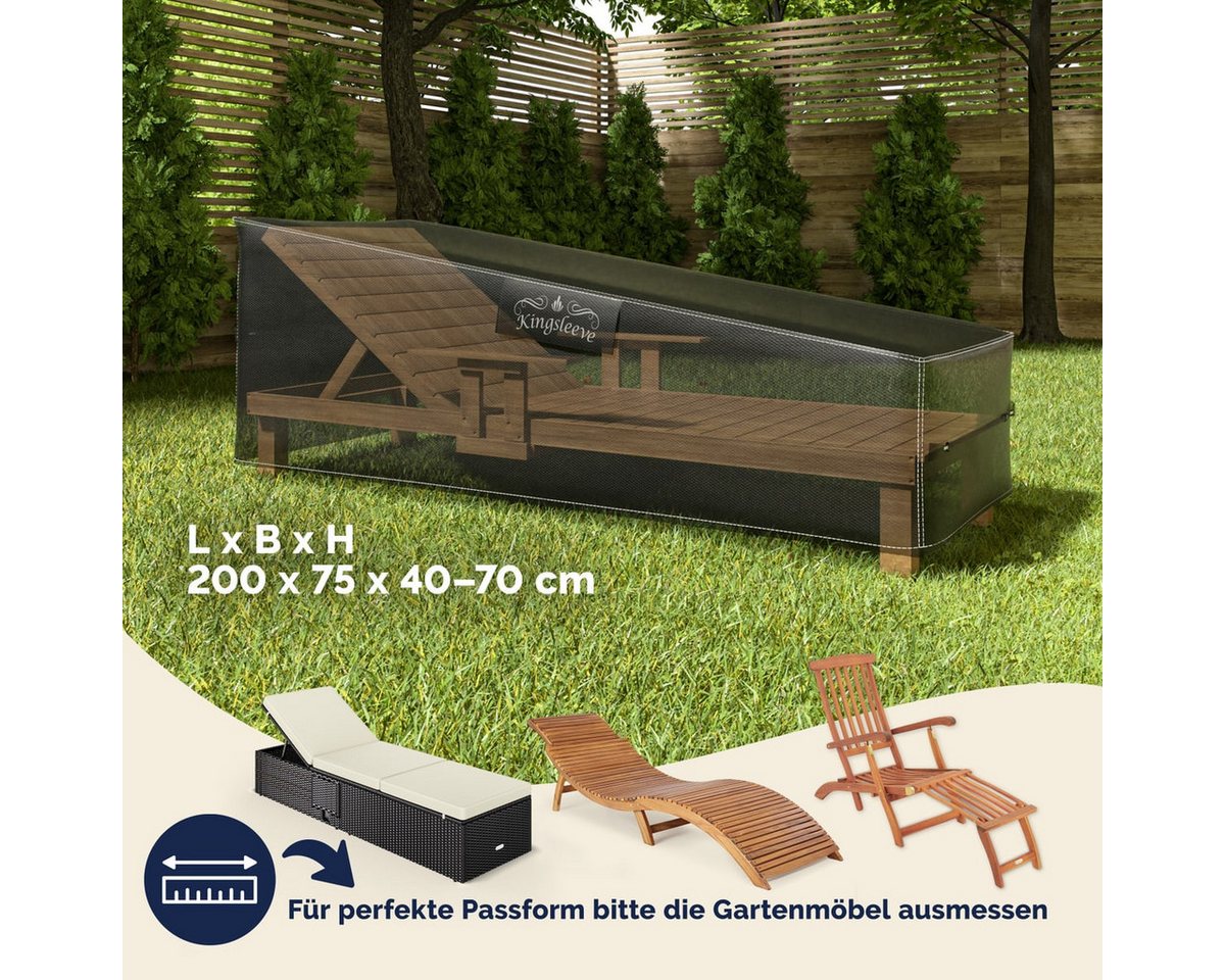 Kingsleeve Gartenmöbel-Schutzhülle, Wasserdicht Winterfest Abdeckplane Gartenmöbel Liege 200x75x40/70 cm – Bild 2 von 5