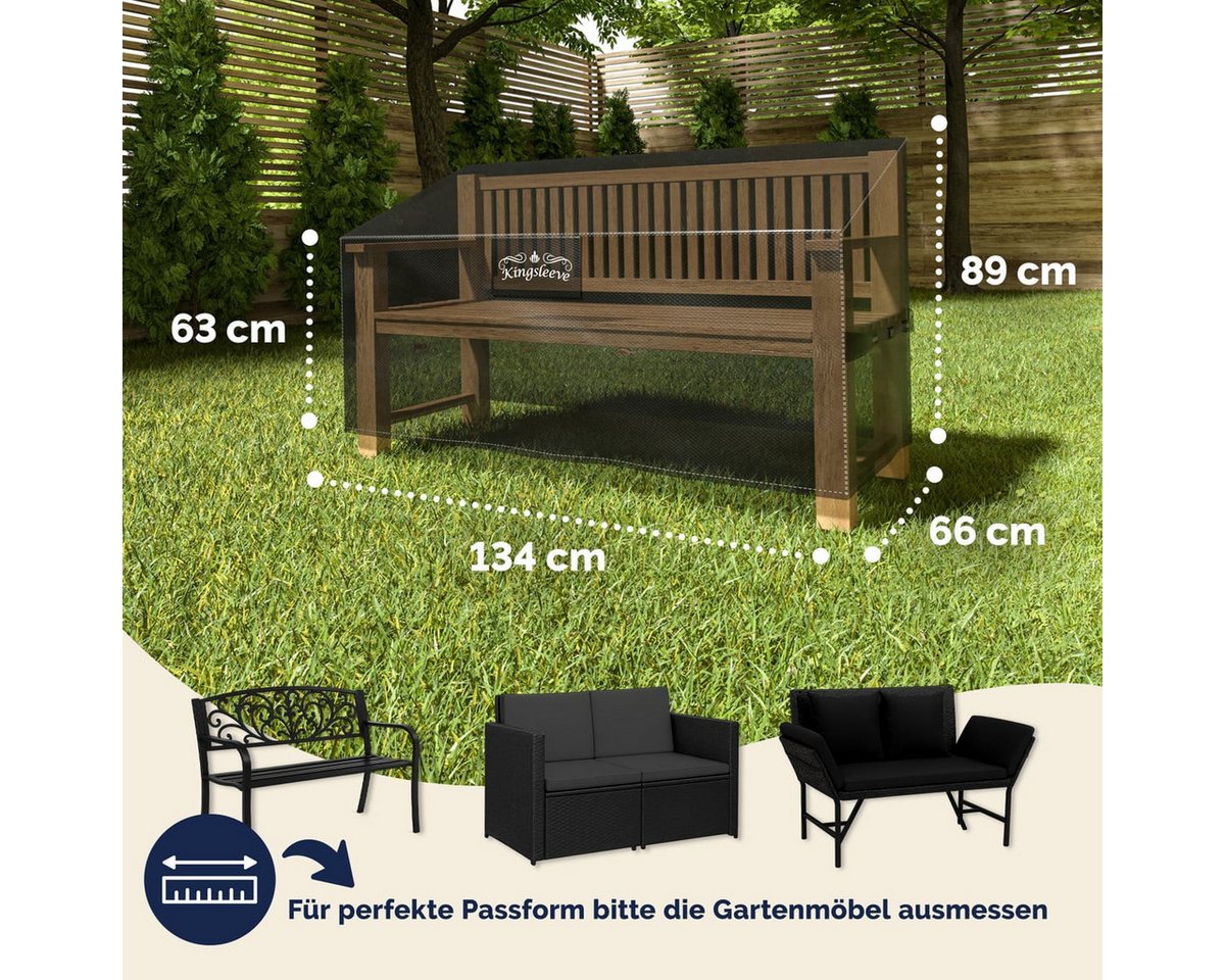 Kingsleeve Gartenmöbel-Schutzhülle, Wasserdicht Winterfest Abdeckplane Gartenmöbel Bank 134x66xH63/89 cm – Bild 2 von 5