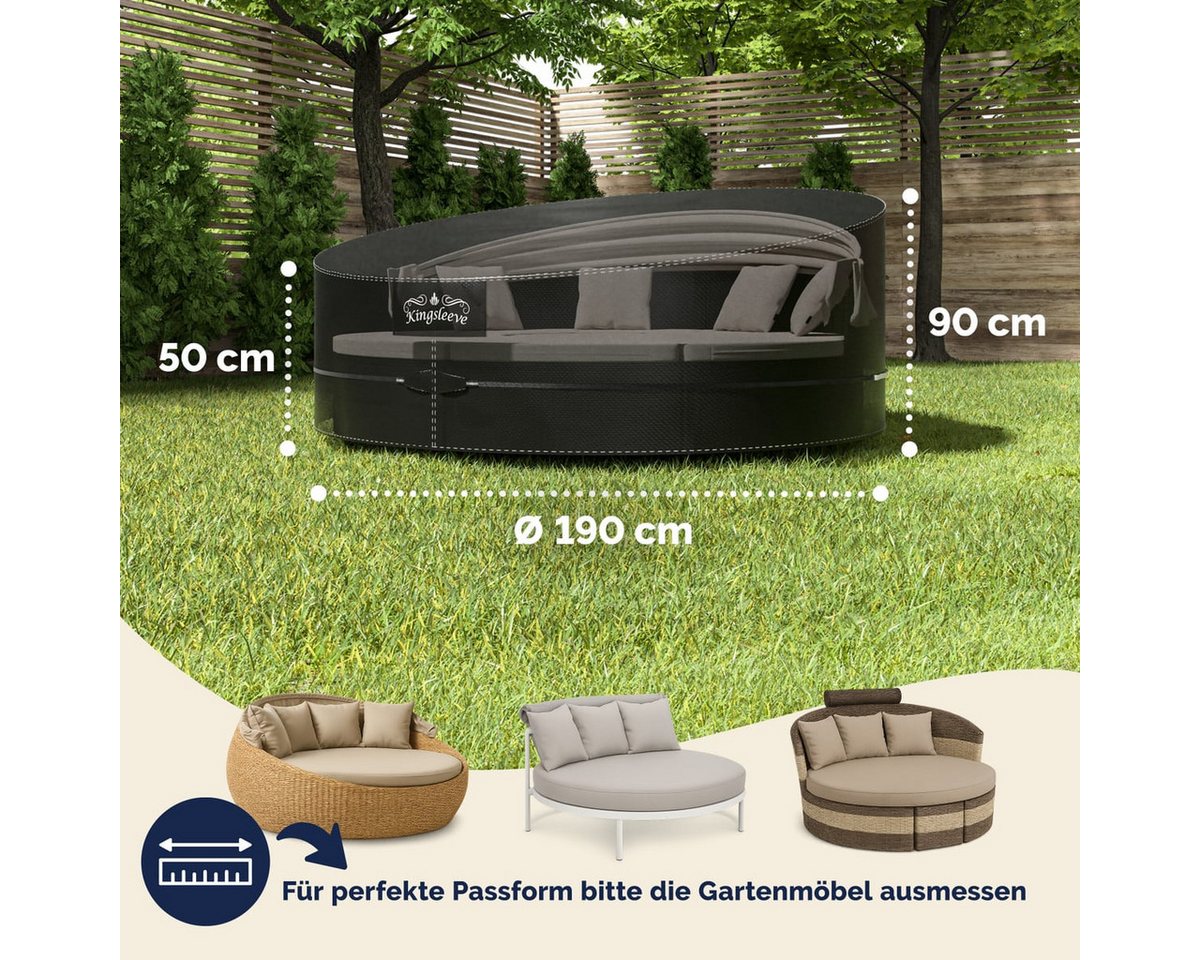 Kingsleeve Gartenmöbel-Schutzhülle, Wasserdicht Winterfest Abdeckplane Gartenmöbel Liege Ø190x90/50cm – Bild 2 von 5