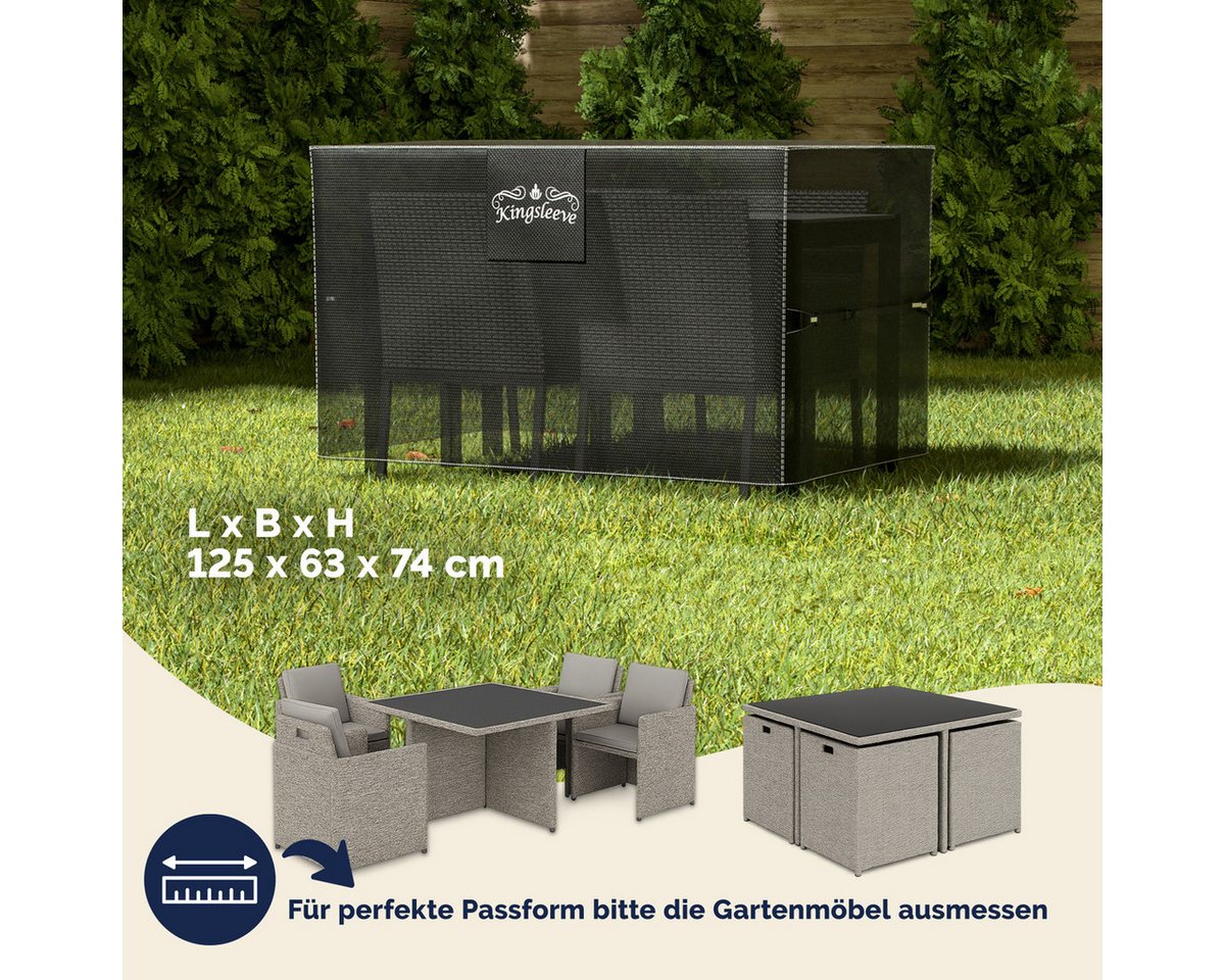 Kingsleeve Gartenmöbel-Schutzhülle, Wasserdicht Winterfest Abdeckplane Sitzgruppe Garten 125x63x74cm – Bild 2 von 5