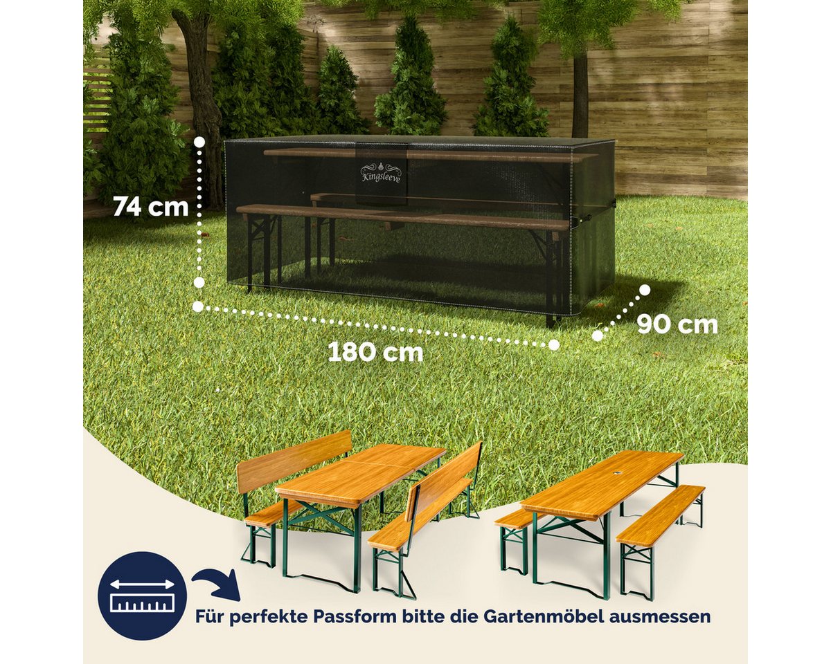 Kingsleeve Gartenmöbel-Schutzhülle, Winterfest Wasserdicht Abdeckplane Gartenmöbel Biertisch 180x90x74cm – Bild 2 von 5