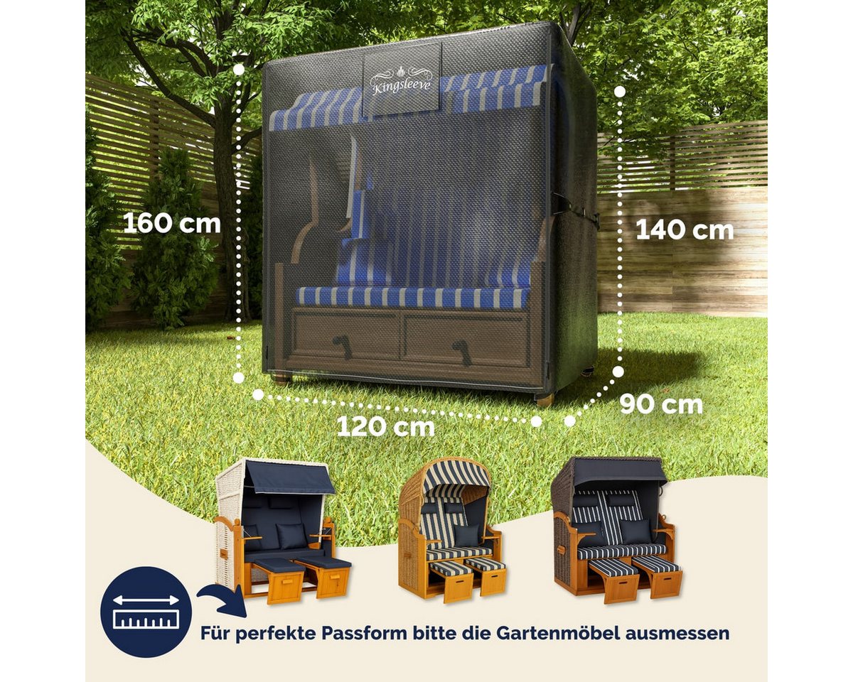Kingsleeve Strandkorb-Schutzhülle, Winterfest Wasserdicht Abdeckung Abdeckplane Hülle 120x90x160/140cm – Bild 2 von 5