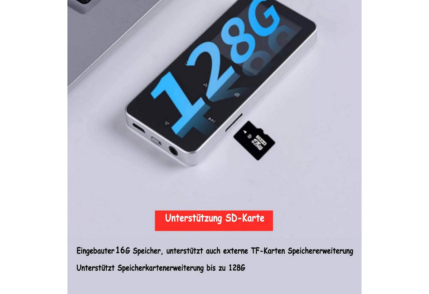 KINSI 16GB verlustfreier Bluetooth MP3, Studenten-Walkman, Musikspieler MP3-Player (16 GB, bluetooth, Fotoalbum, Wecker, E-Reader, Bluetooth 5.0, 1,8-Zoll-Farbb – Bild 2 von 5