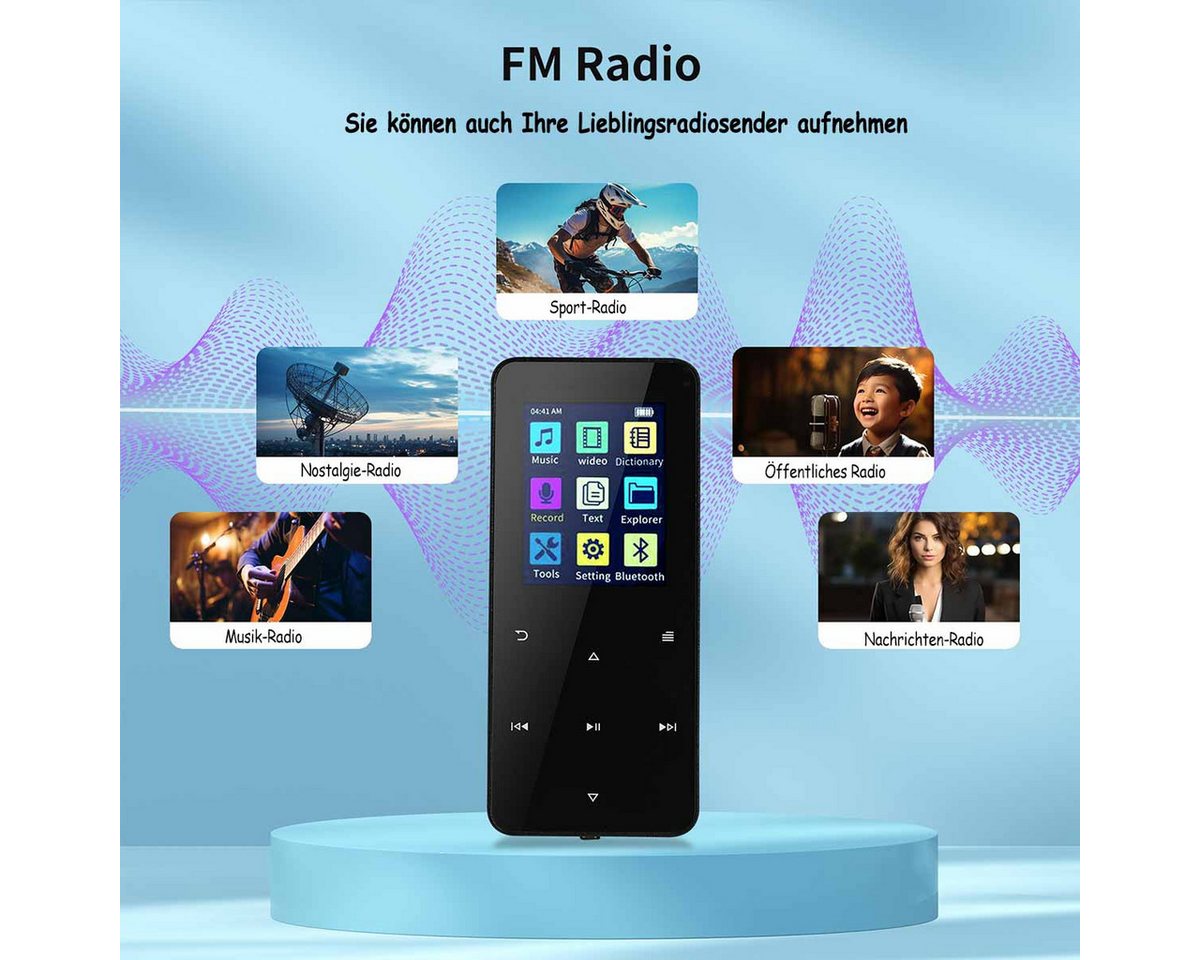 KINSI 16GB verlustfreier Bluetooth MP3, Studenten-Walkman, Musikspieler MP3-Player (16 GB, bluetooth, Fotoalbum, Wecker, E-Reader, Bluetooth 5.0, 1,8-Zoll-Farbb – Bild 3 von 5