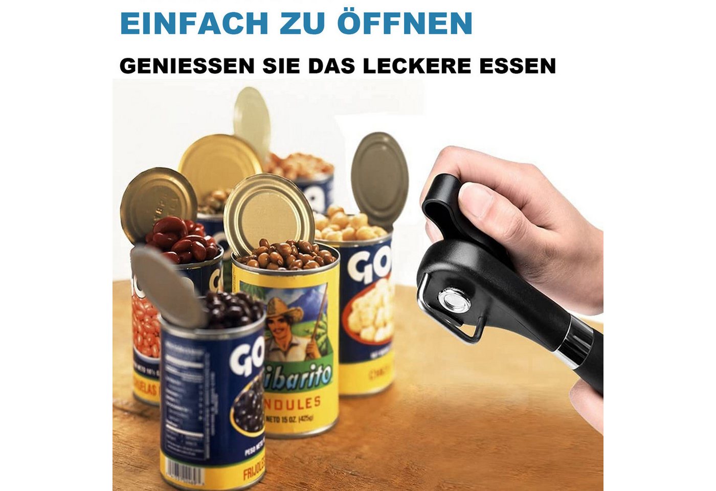 KINSI Dosenöffner Multiöffner, Sicherheits dosenöffner, Multifunktionale, Edelstahl, Ergonomisches Rutschfestes Design mit glattem Rand – Bild 3 von 5