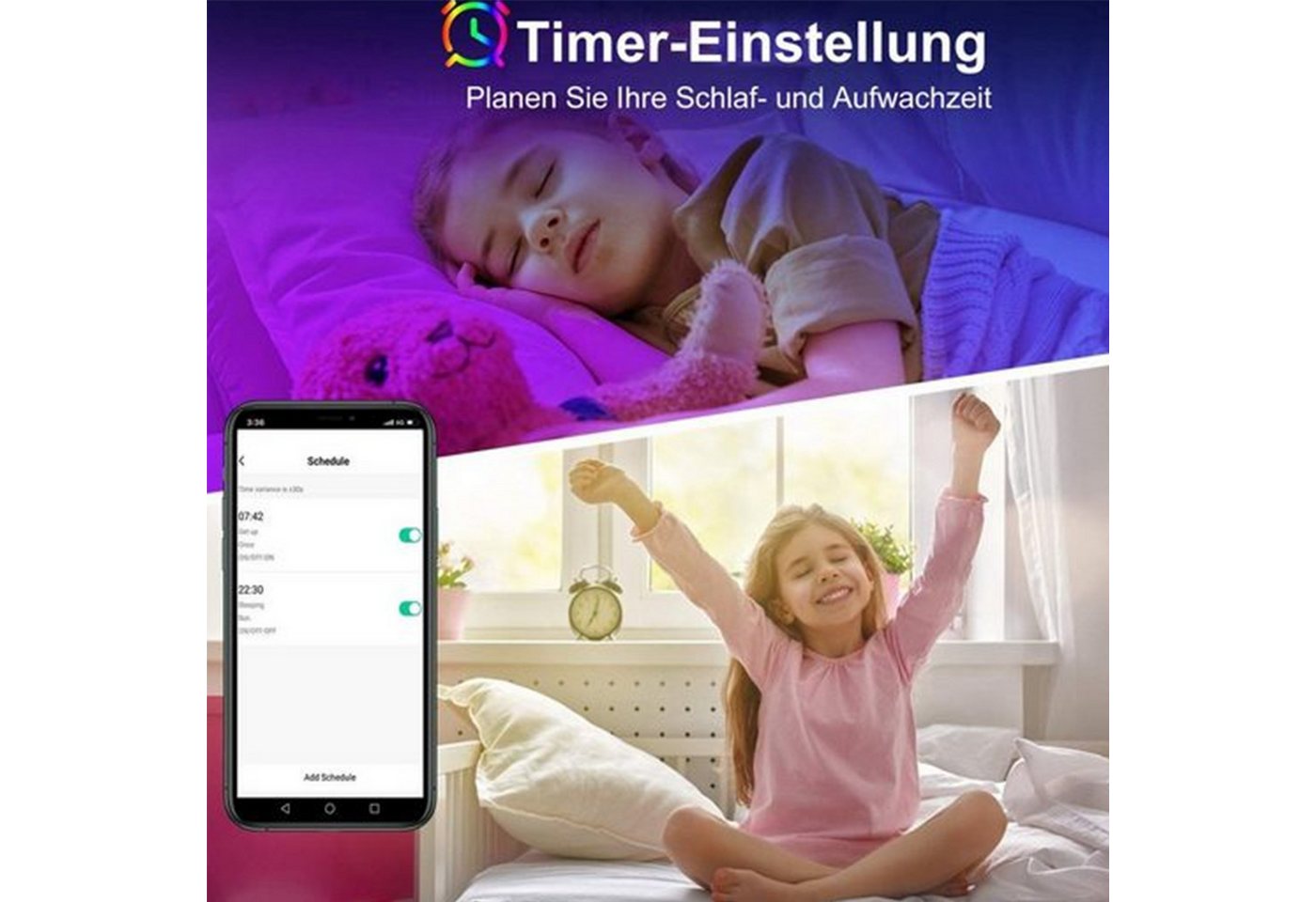 KINSI LED Stripe Bluetooth-Lichtleiste,DIY-Lichtleiste,RGB-Licht-LED,mit Fernbedienung, Timer-Funktion, eine Vielzahl von dynamischen RGB-Farben – Bild 5 von 5