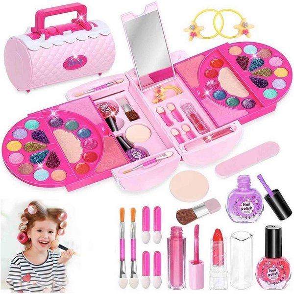 KINSI Lernspielzeug Kinder Schminkkoffer,Prinzessin Kosmetikset, Rollenspiel Spielzeug, Kinderschmink Set,Waschbar