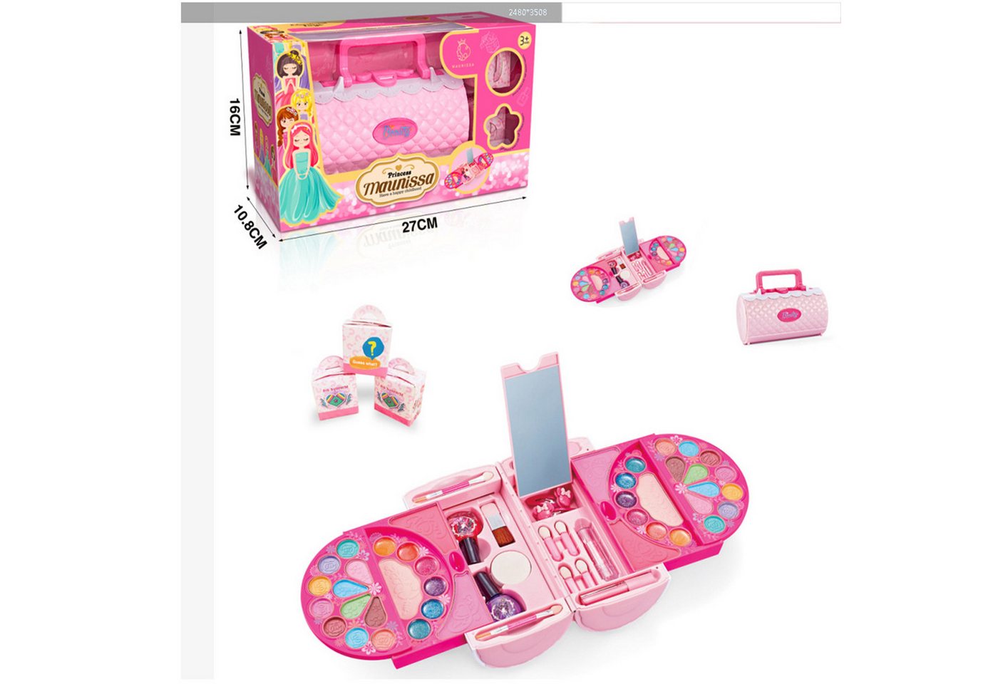 KINSI Lernspielzeug Kinder Schminkkoffer,Prinzessin Kosmetikset, Rollenspiel Spielzeug, Kinderschmink Set,Waschbar – Bild 4 von 5