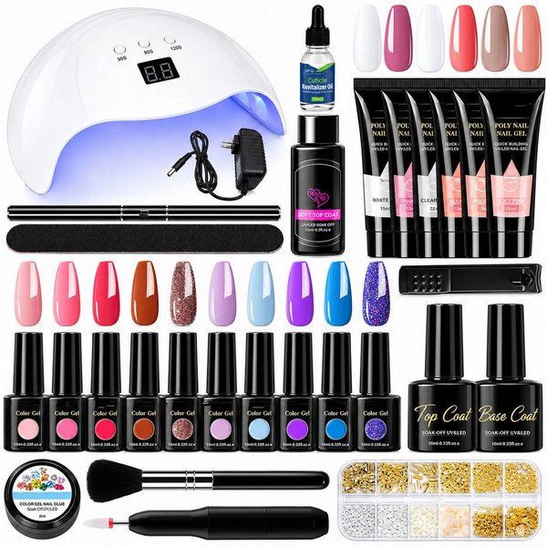 KINSI Lichthärtungsgerät Nail Art Set, Kristall-Lichttherapie-Gel mit 48W UV-LED-Nagellampe, 28-tlg., Tolles Set für Gel-Anfänger, Maniküre-Set in Salonqualität