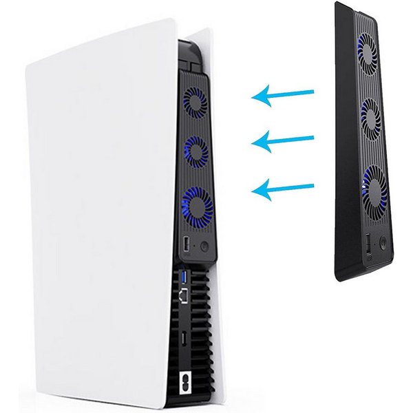 KINSI PS5 Mainframe-Kühlgebläse,PS5 Cooling Lüfter,Mit 3 Ventilatoren Controller (Mit externem,USB-Anschluss)