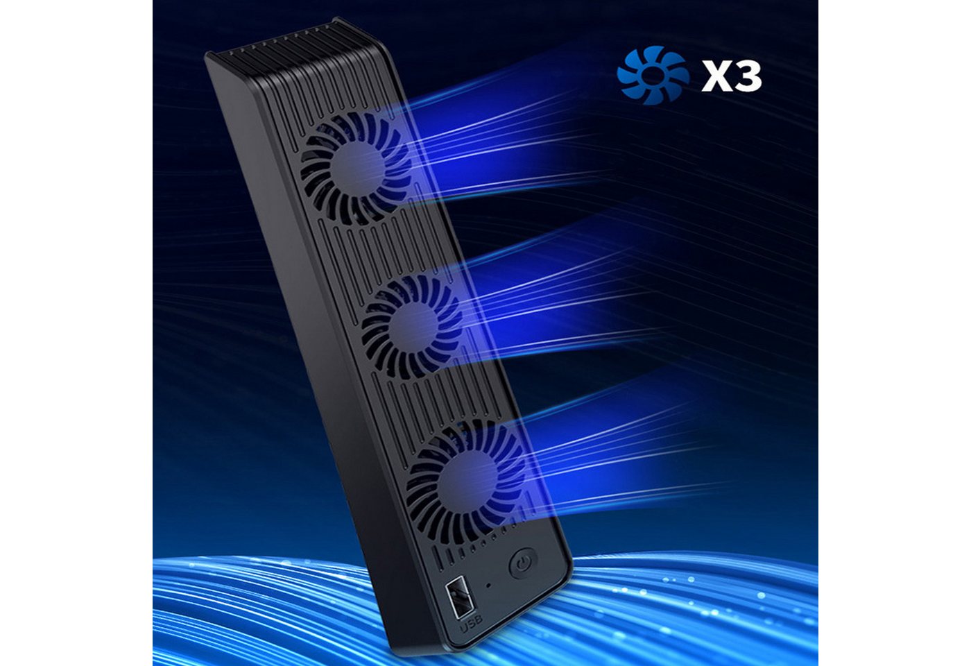 KINSI PS5 Mainframe-Kühlgebläse,PS5 Cooling Lüfter,Mit 3 Ventilatoren Controller (Mit externem,USB-Anschluss) – Bild 5 von 5