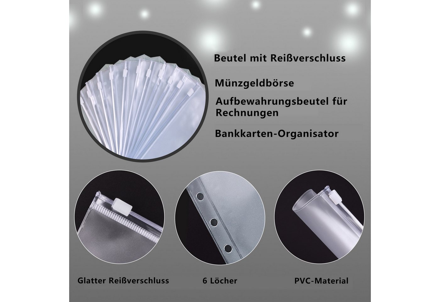 KINSI Ringbuchmappe Budgetplanungsnotizbuch, 6-Loch-Loseblatt, A6-Budget-Notizbuch, Kategorieaufkleber, Ringbuchnotizbuch – Bild 5 von 5