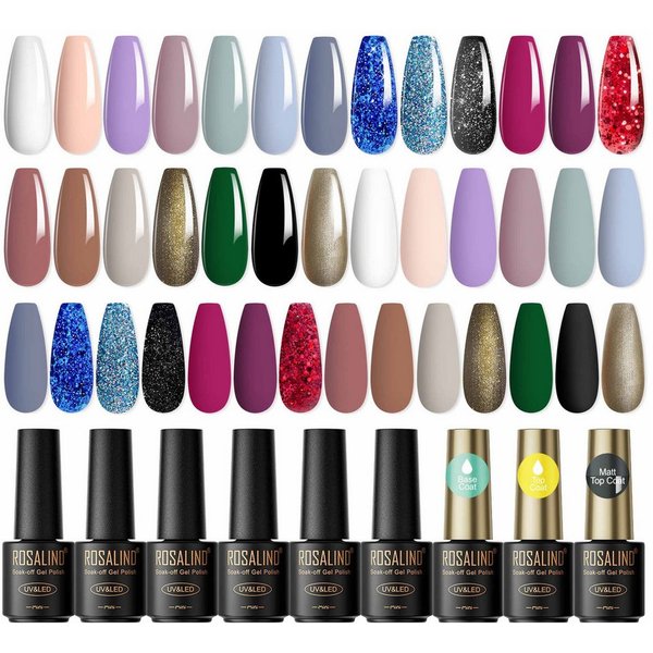 KINSI UV-Nagellack-Set Nagellack-Set 23 Flaschen, 20 Farbgele + 3 Funktionsgele,DIY Matching, 23-tlg., Tierfreundlich, ohne Zusatz von Schadstoffen, lang anhalt