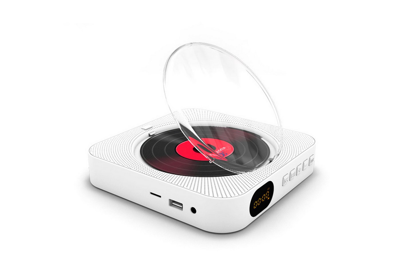 KINSI Wandmontierbarer CD Player,MP3-CD-Player,mit Bluetooth Lautsprecher CD-Player (FM Radio, A-B Wiederholung,Fernbedienung, Timer-Funktion) – Bild 2 von 5
