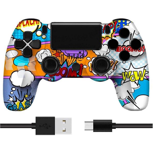 KINSI Wireless Gamepad, Controller, Bluetooth, für PS4 PlayStation 4-Controller (Doppelte Vibration, wiederaufladbare Batterie)