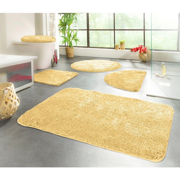 KiNZLER Badematte Chaozhou, Badvorleger, Badezimmer Teppich, Höhe 20 mm, rutschhemmend beschichtet, fußbodenheizungsgeeignet, Polyester, WC-Vorleger mit Ausschn