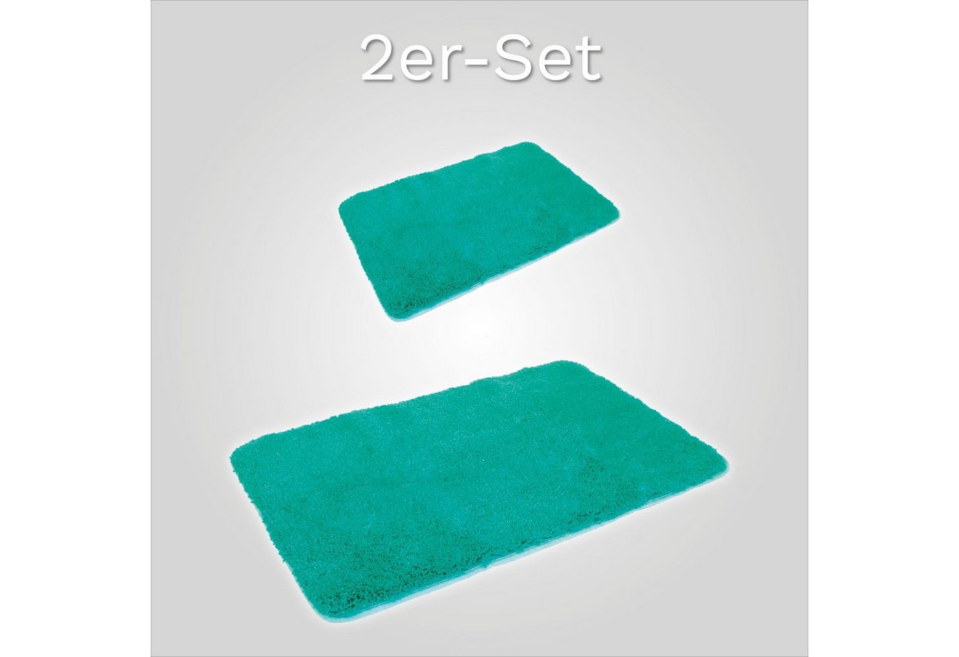 KiNZLER Badematte Chaozhou, Badvorleger, Badezimmer Teppich, Höhe 20 mm, rutschhemmend beschichtet, fußbodenheizungsgeeignet, Polyester, halbrund, 2er-Set halbr – Bild 2 von 3