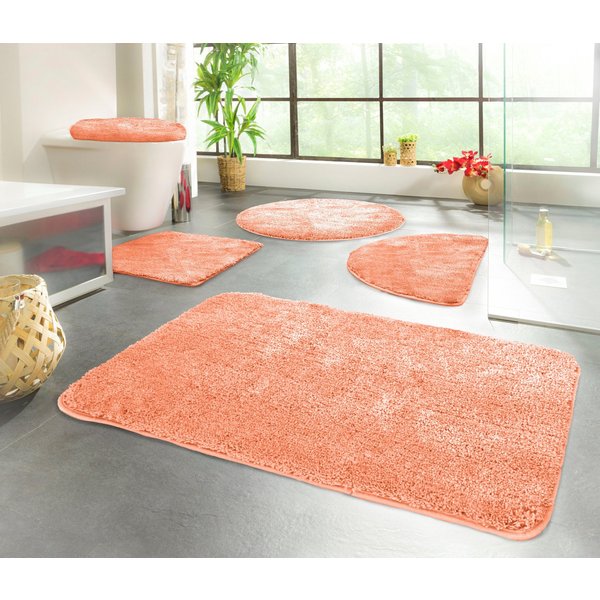 KiNZLER Badematte Chaozhou, Badvorleger, Badezimmer Teppich, Höhe 20 mm, rutschhemmend beschichtet, fußbodenheizungsgeeignet, Polyester, halbrund, Badteppich, U
