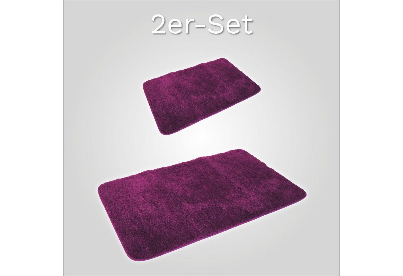 KiNZLER Badematte Chaozhou, Badvorleger, Badezimmer Teppich, Höhe 20 mm, rutschhemmend beschichtet, fußbodenheizungsgeeignet, Polyester, halbrund, 2er-Set halbr – Bild 2 von 3