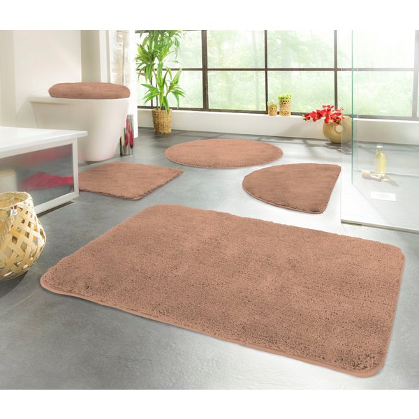 KiNZLER Badematte Chaozhou, Badvorleger, Badezimmer Teppich, Höhe 20 mm, rutschhemmend beschichtet, fußbodenheizungsgeeignet, Polyester, rund, Badteppich, Uni F