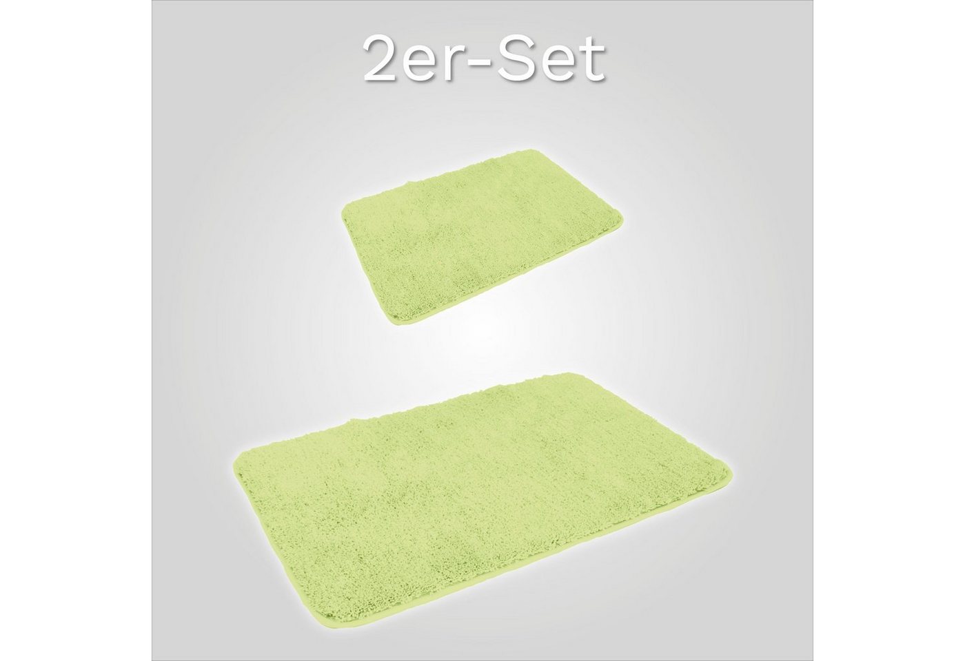 KiNZLER Badematte Chaozhou, Badvorleger, Badezimmer Teppich, Höhe 20 mm, rutschhemmend beschichtet, fußbodenheizungsgeeignet, Polyester, rechteckig, 2er-Set rec – Bild 2 von 3