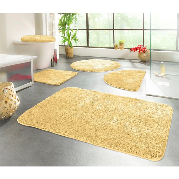 KiNZLER Badematte Chaozhou, Badvorleger, Badezimmer Teppich, Höhe 20 mm, rutschhemmend beschichtet, fußbodenheizungsgeeignet, Polyester, halbrund, Badteppich, U