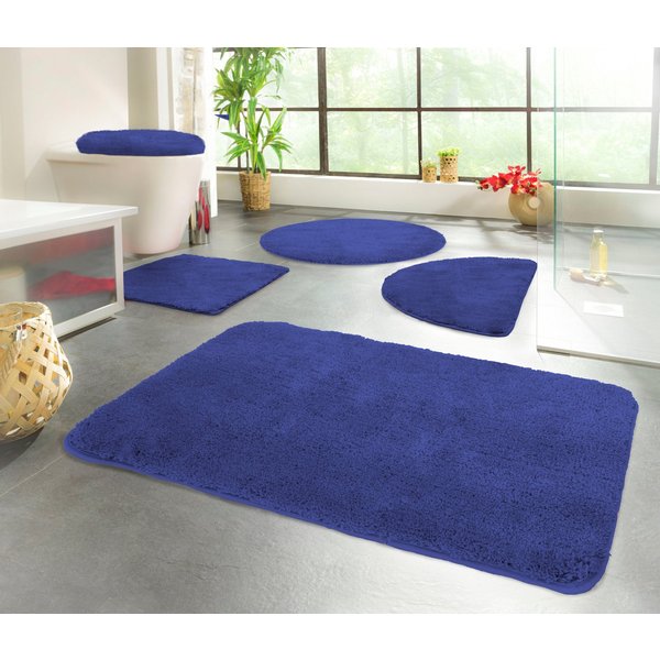KiNZLER Badematte Chaozhou, Badvorleger, Badezimmer Teppich, Höhe 20 mm, rutschhemmend beschichtet, fußbodenheizungsgeeignet, Polyester, WC-Vorleger mit Ausschn