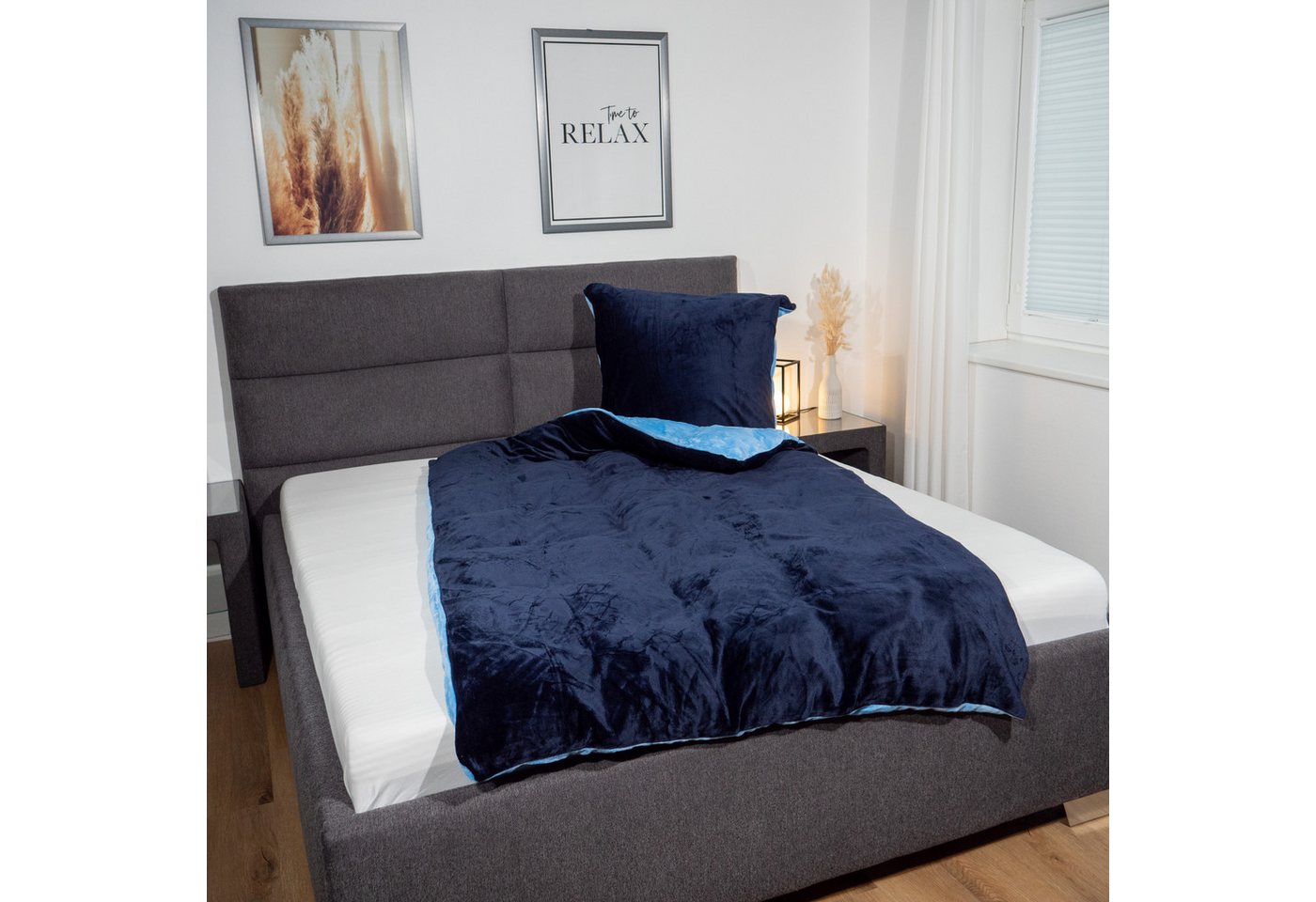 KiNZLER Bettwäsche Cashmere Touch, Microfaser, 2 teilig, Wendebettwäsche, blau-navy – Bild 2 von 5