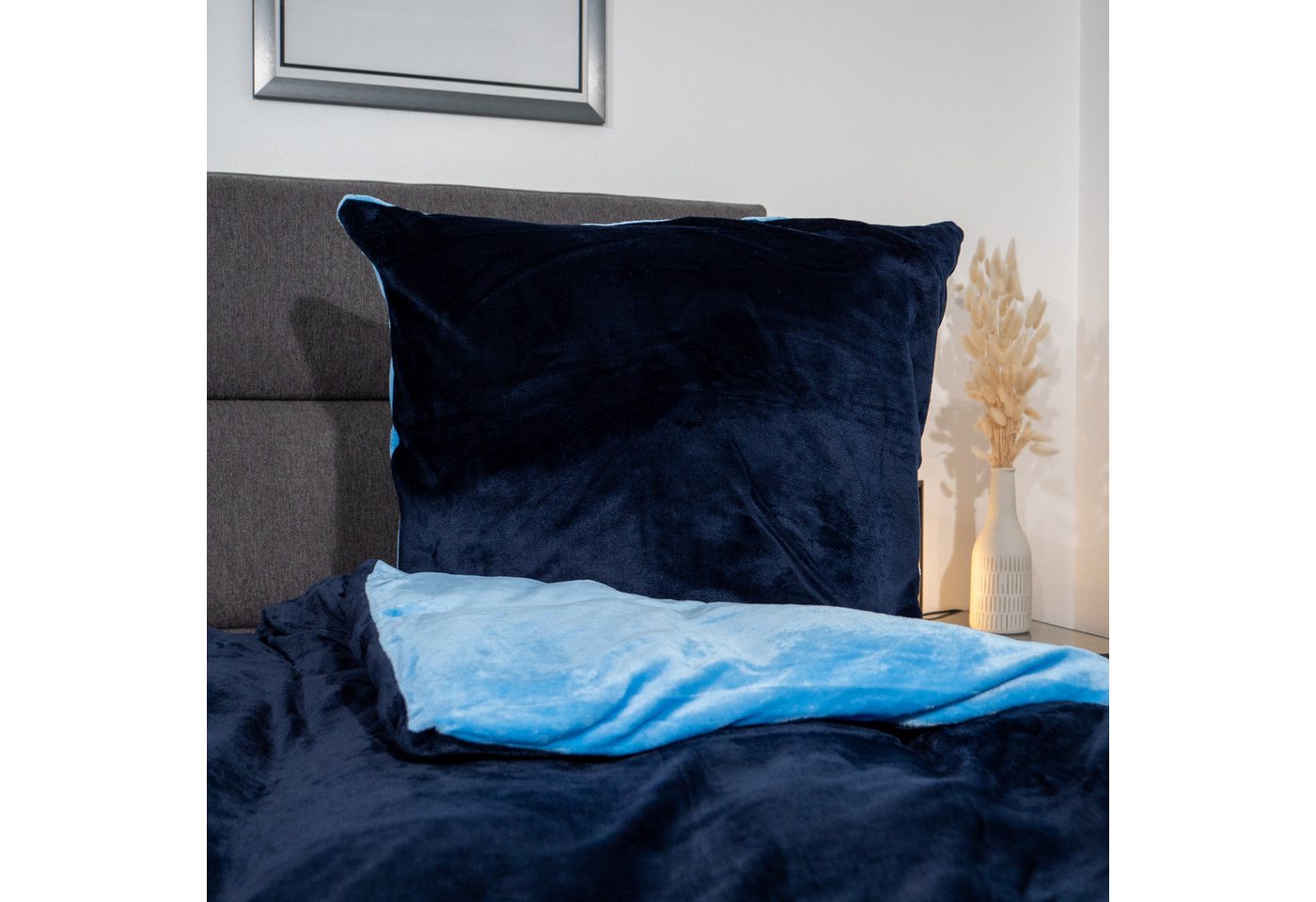 KiNZLER Bettwäsche Cashmere Touch, Microfaser, 2 teilig, Wendebettwäsche, blau-navy – Bild 3 von 5