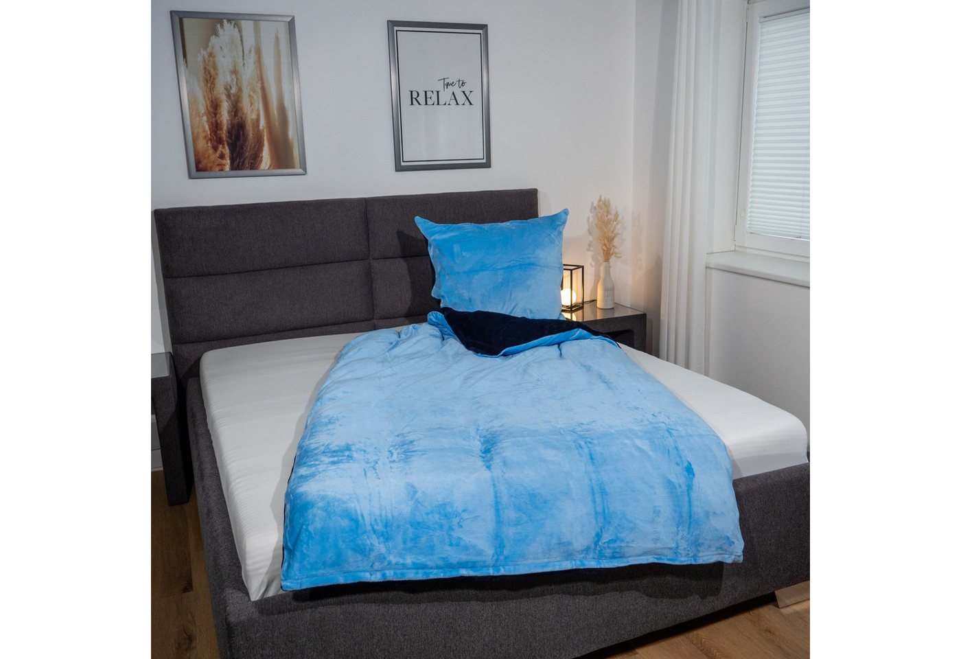 KiNZLER Bettwäsche Cashmere Touch, Microfaser, 2 teilig, Wendebettwäsche, blau-navy – Bild 4 von 5