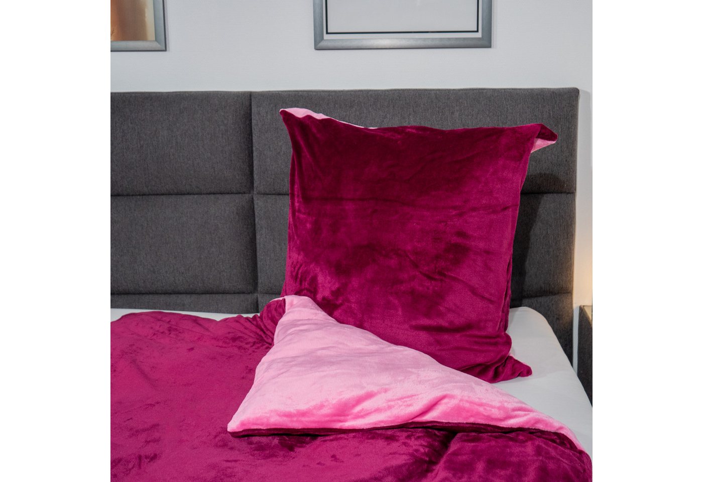 KiNZLER Bettwäsche Cashmere Touch, Microfaser, 2 teilig, Wendebettwäsche, beere-rosa – Bild 2 von 5