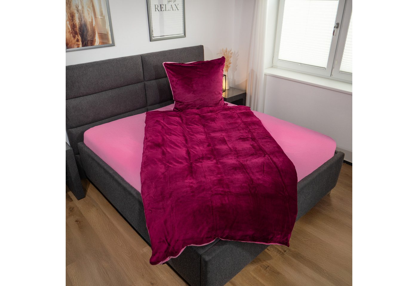KiNZLER Bettwäsche Cashmere Touch, Microfaser, 2 teilig, Wendebettwäsche, beere-rosa – Bild 3 von 5