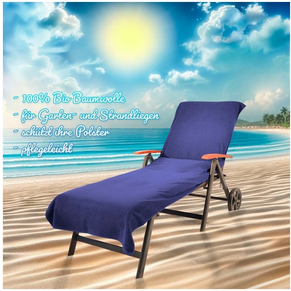 KiNZLER Strandtuch Frottee-Liegenbezug, 100% Baumwolle, Schonbezug für Gartenliegen, Walkfrottee (Spar-Set, 2-St), Liegen-Handtuch, Uni Farben, 78x200 cm, auch 