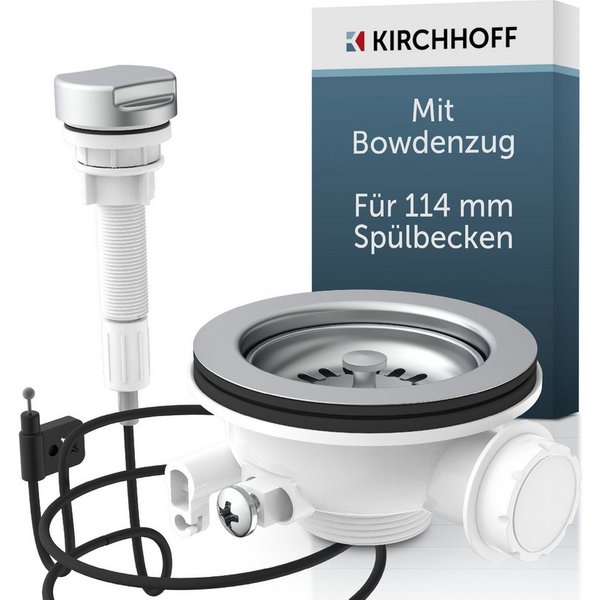 Kirchhoff Ablaufventil mit Bowdenzug, 1 1/2"AG, mit 1" Überlaufanschluss