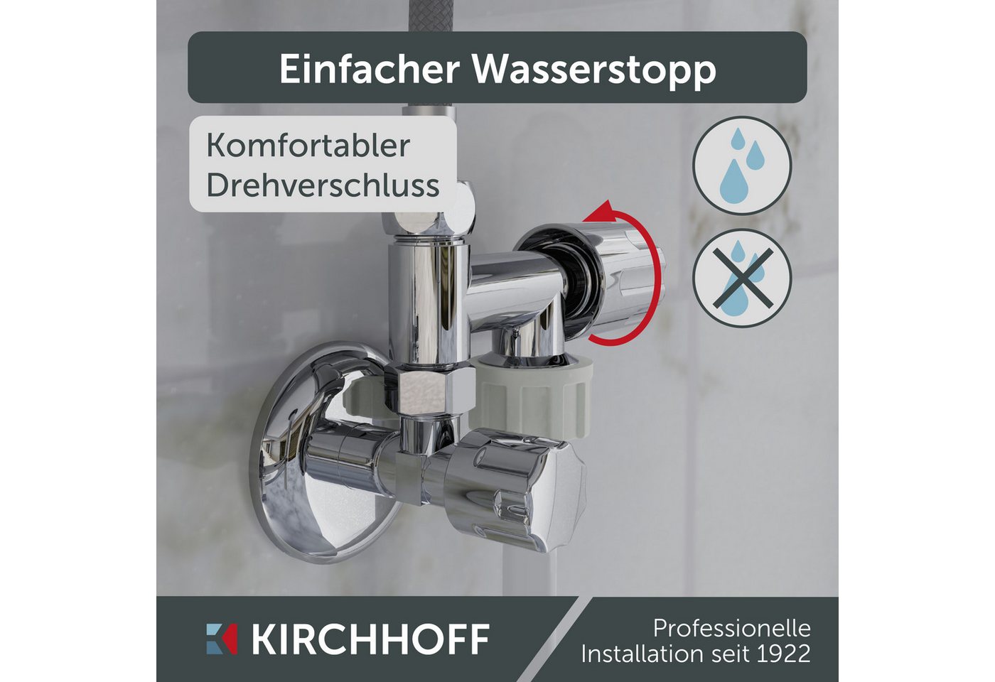 Kirchhoff Eckventil Zusatzventil mit Geräteanschluss, Chrom, mit Rückflussverhinderer – Bild 5 von 5