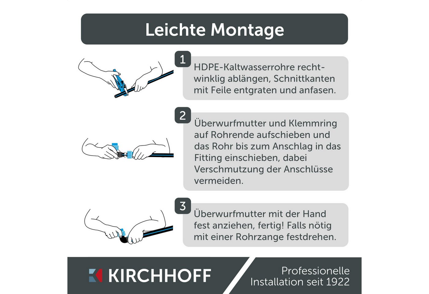 Kirchhoff PE-Rohr, Kaltwasserrohr, 20 mm, PE Rohr, Verlegerohr, Wasserleitung, Versorgungsleitung – Bild 4 von 5