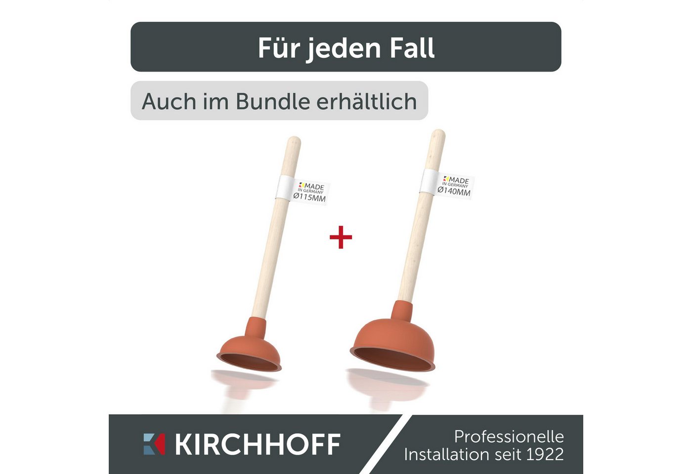 Kirchhoff Pümpel Ausgussreiniger, Ø 140 mm, mit Holzgriff, L: 11.5 cm – Bild 2 von 5