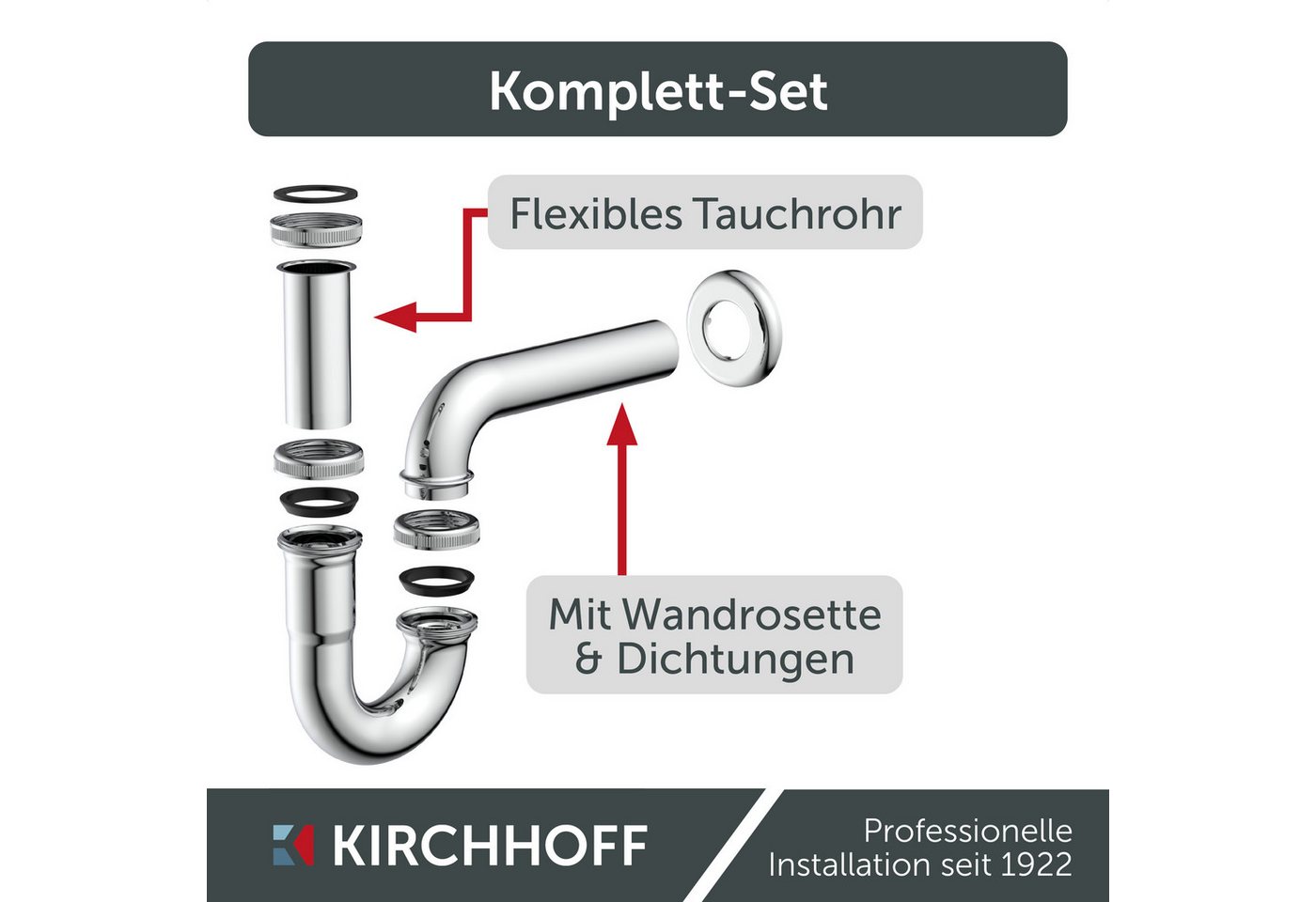 Kirchhoff Siphon Röhrensiphon, Chrom, 1 1/4" x 32 mm – Bild 5 von 5