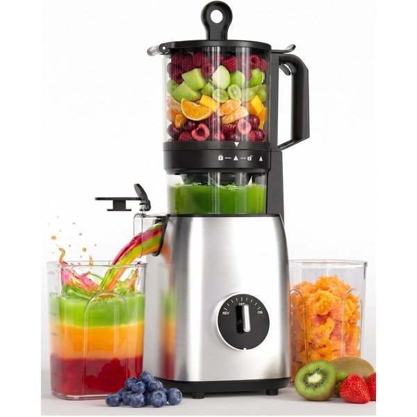 Kismile Entsafter Slow Juicer mit 135mm extra großem Einfüllschacht, 300 W, Leicht zu reinigen, Entsafter für ganzes Obst und Gemüse