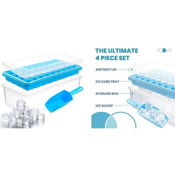 YOOVE Kiste Yoove Eiswürfelform Eiswürfelbehälter mit Deckel und Schaufel Blau