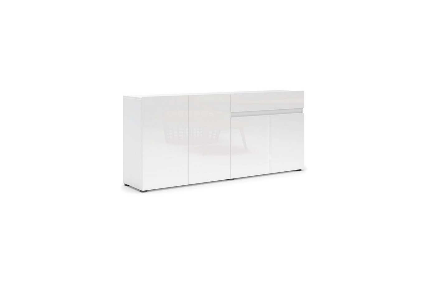 KITALY Sideboard in weiss, Lack Hochglanz - 180x80x38cm (BxHxT) – Bild 3 von 5