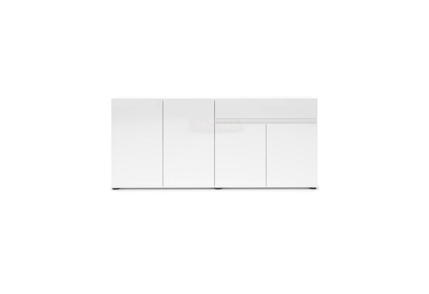 KITALY Sideboard in weiss, Lack Hochglanz - 180x80x38cm (BxHxT) – Bild 4 von 5
