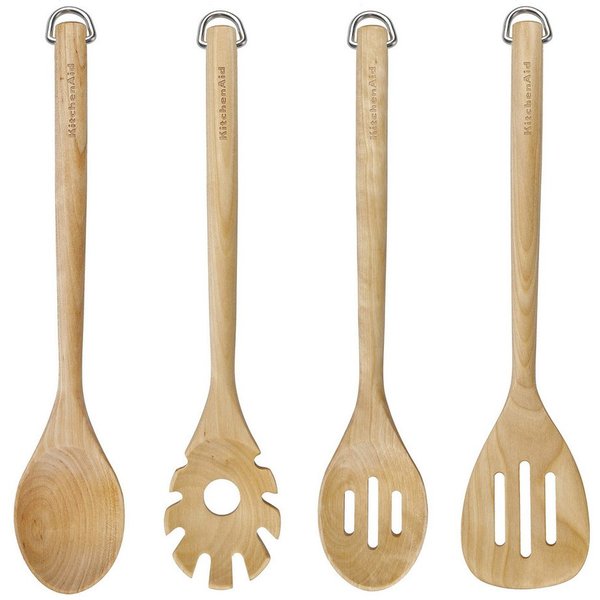 KitchenAid Kochlöffel KQR752BXE, Holz-Werkzeugset aus Birkenholz in Naturfarbe