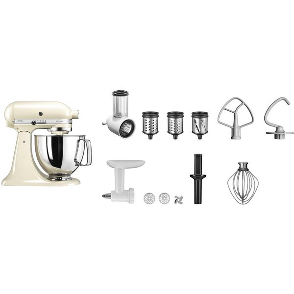 KitchenAid Küchenmaschine 5KSM125EAC, 300 W, 4,8 l Schüssel, Gratis Fleischwolf+Gemüseschneider m. 3 Trommeln (Wert ca. 278,-€ UVP)