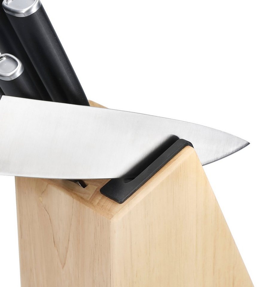 KitchenAid Messerblock Classic (5tlg), Messer japanischer Stahl, Schärfer, Birkenholzblock – Bild 3 von 3