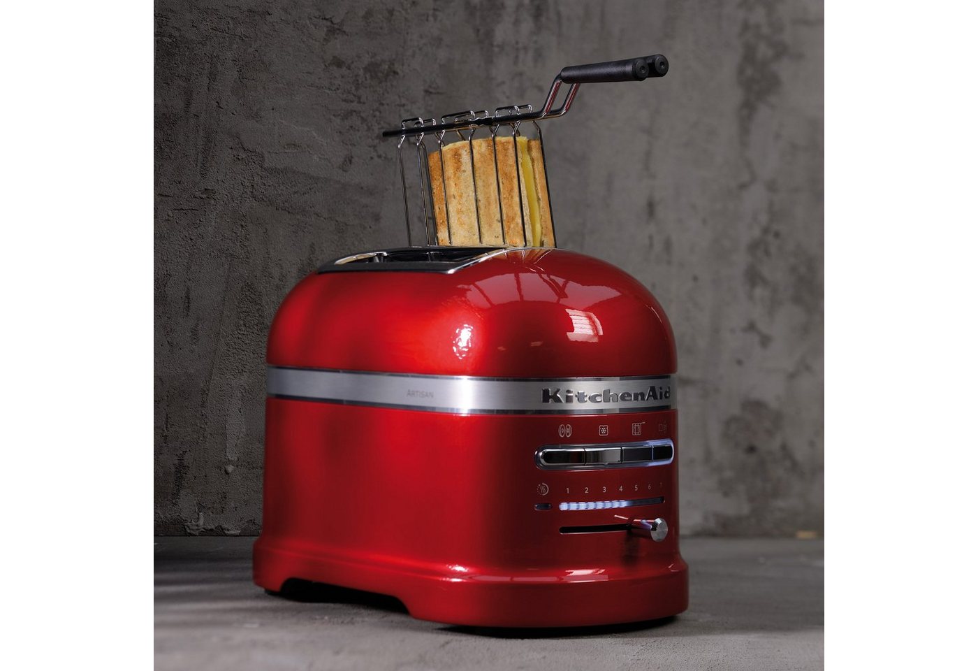 KitchenAid Toaster Artisan 5KMT2204EER EMPIRE ROT, 2 kurze Schlitze, für 2 Scheiben, 1250 W, mit Sandwichzange – Bild 5 von 5